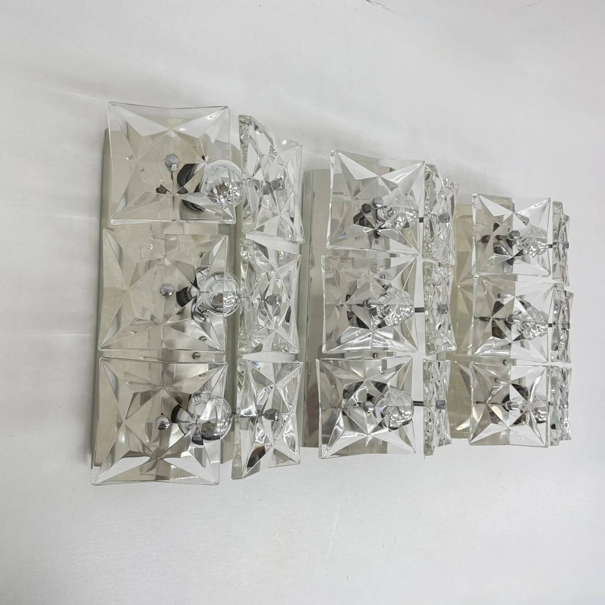 Set of 3 mid-century large crystal sconce by Kinkeldey, Germany, 1970s