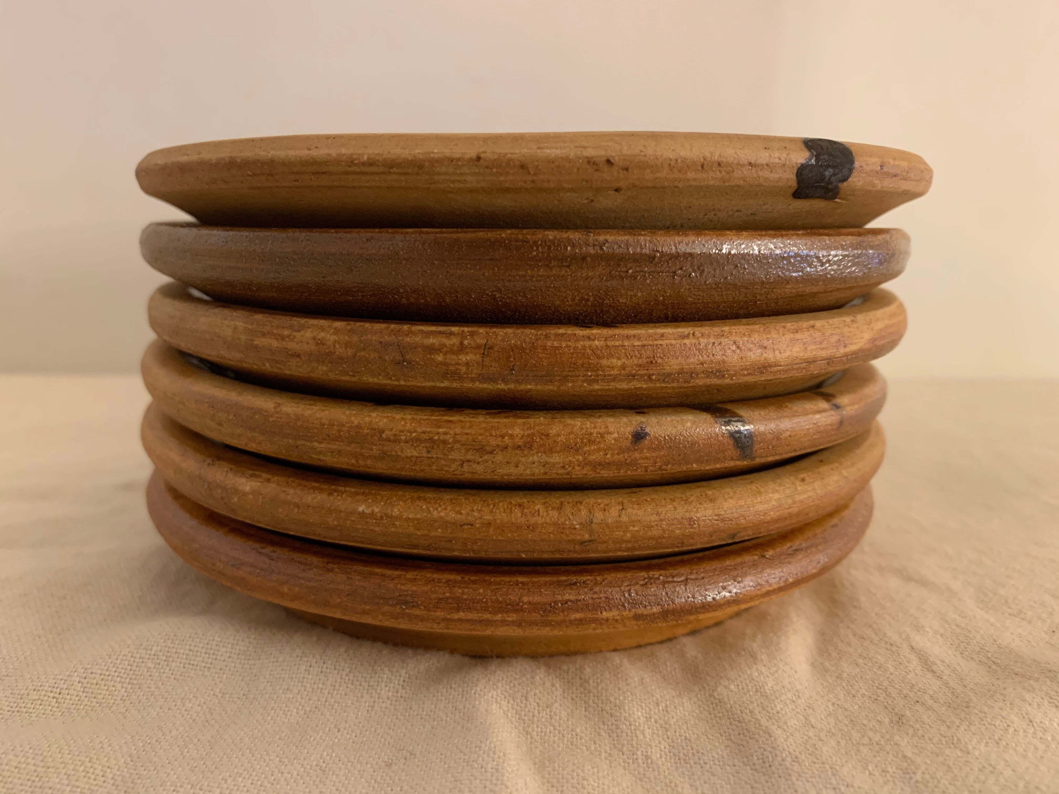 6 small bread plates enamelled pottery of the Vallauris Dove