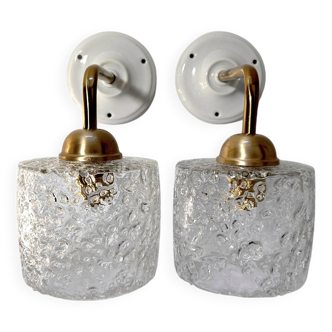 Pair of bubble glass wall lights