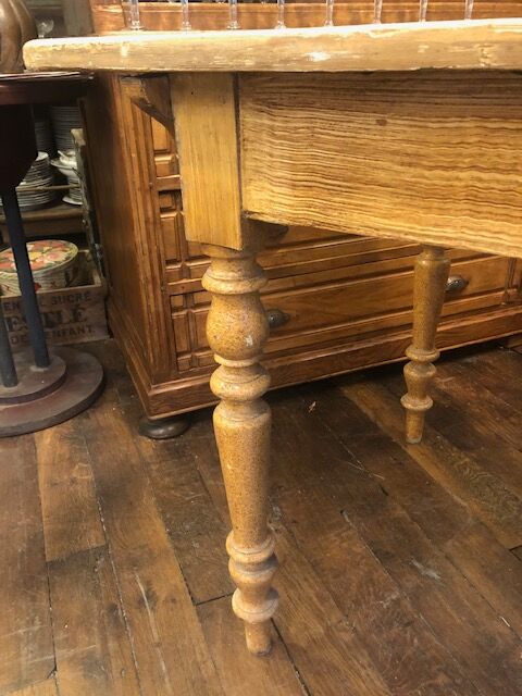 Wooden farmhouse table