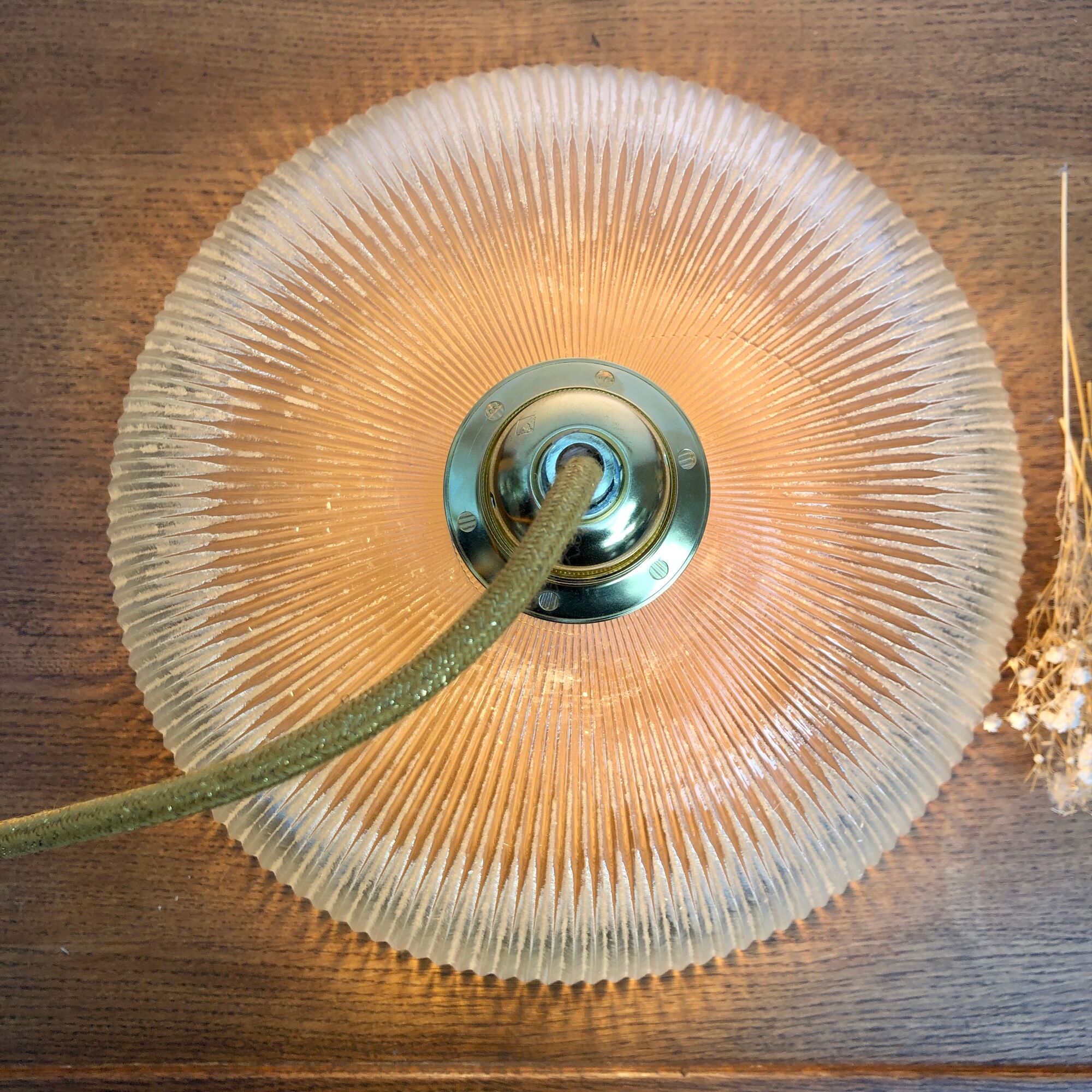 Vintage Holophane glass lampshade