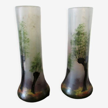 Pair of vases, signed Legras