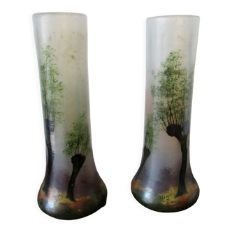 Pair of vases, signed Legras
