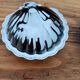 Silver-plated metal and blue glass butter dish