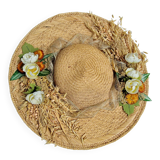 Decorative straw hat with dried flowers