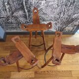 Set of 3 Spanish bar stools