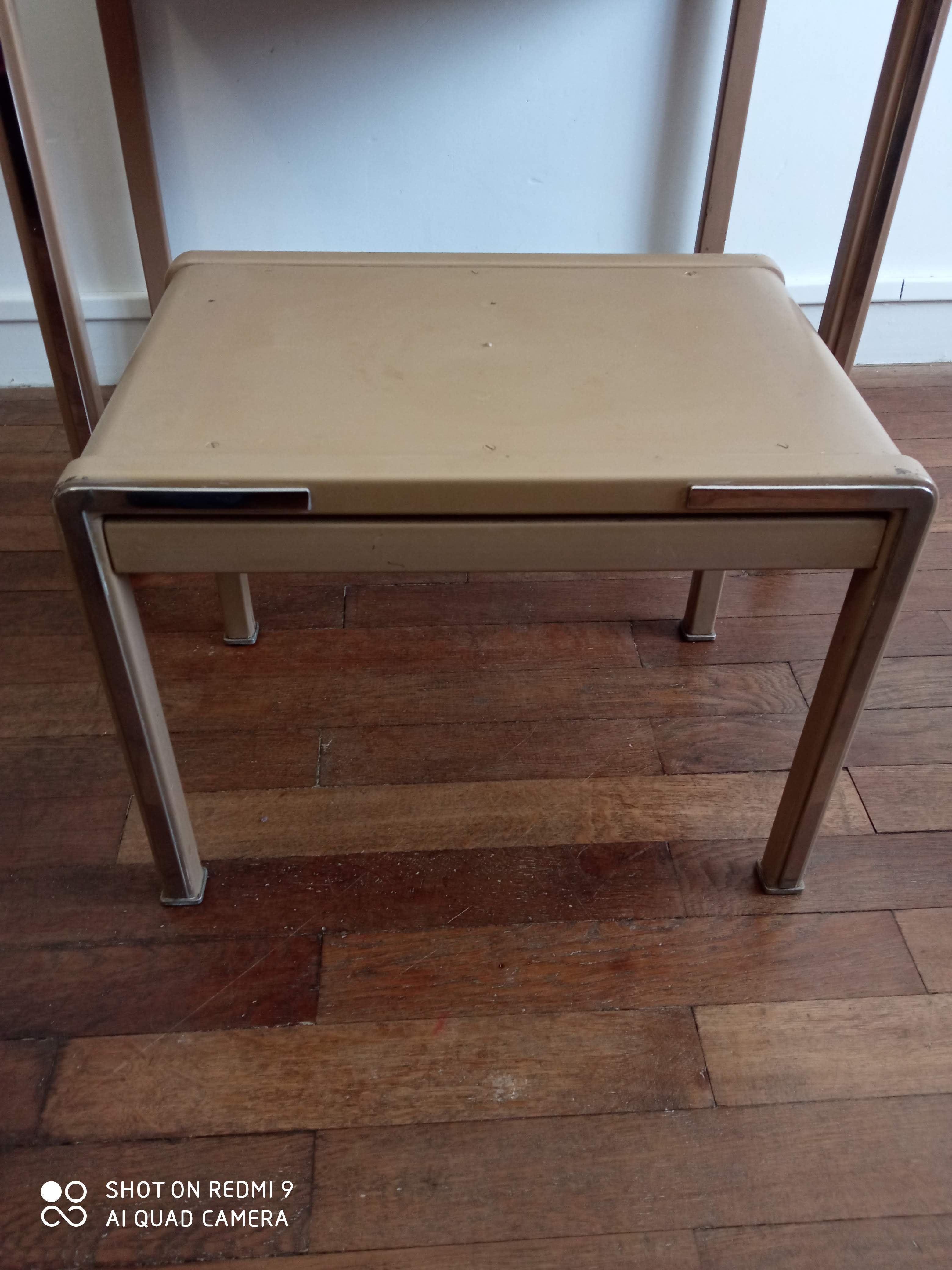 Vintage metal desk/ hairdresser and stool