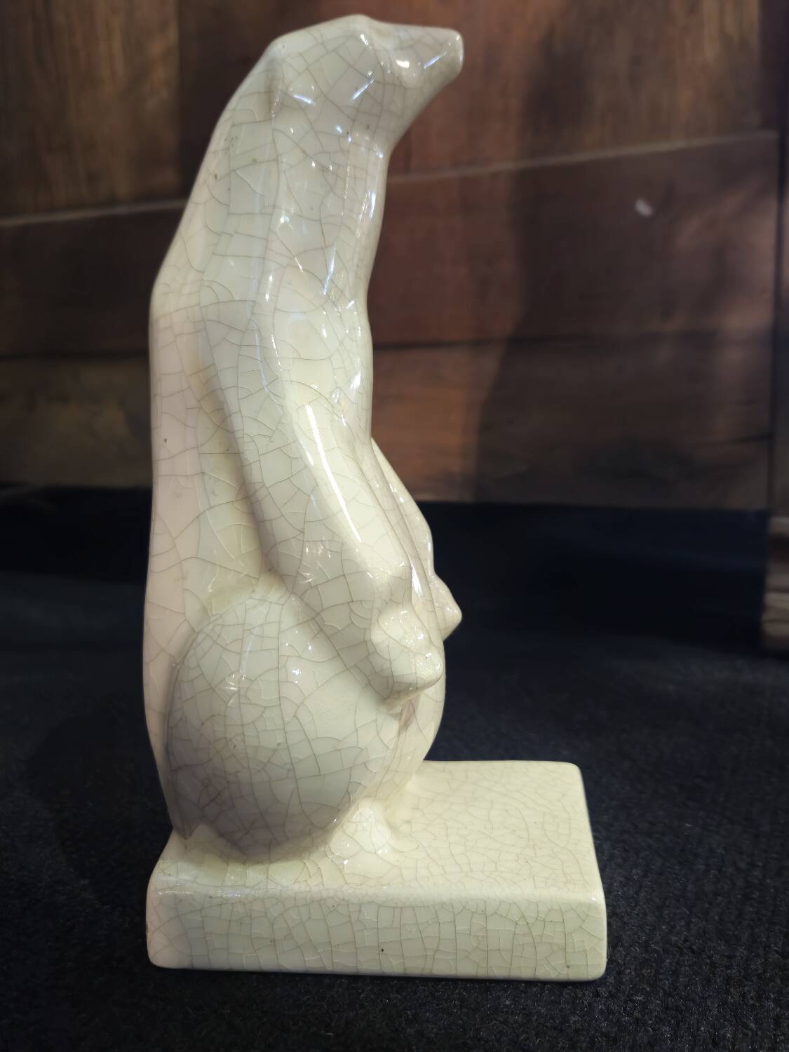 Art Deco Cracked Ceramic Polar Bear Statue