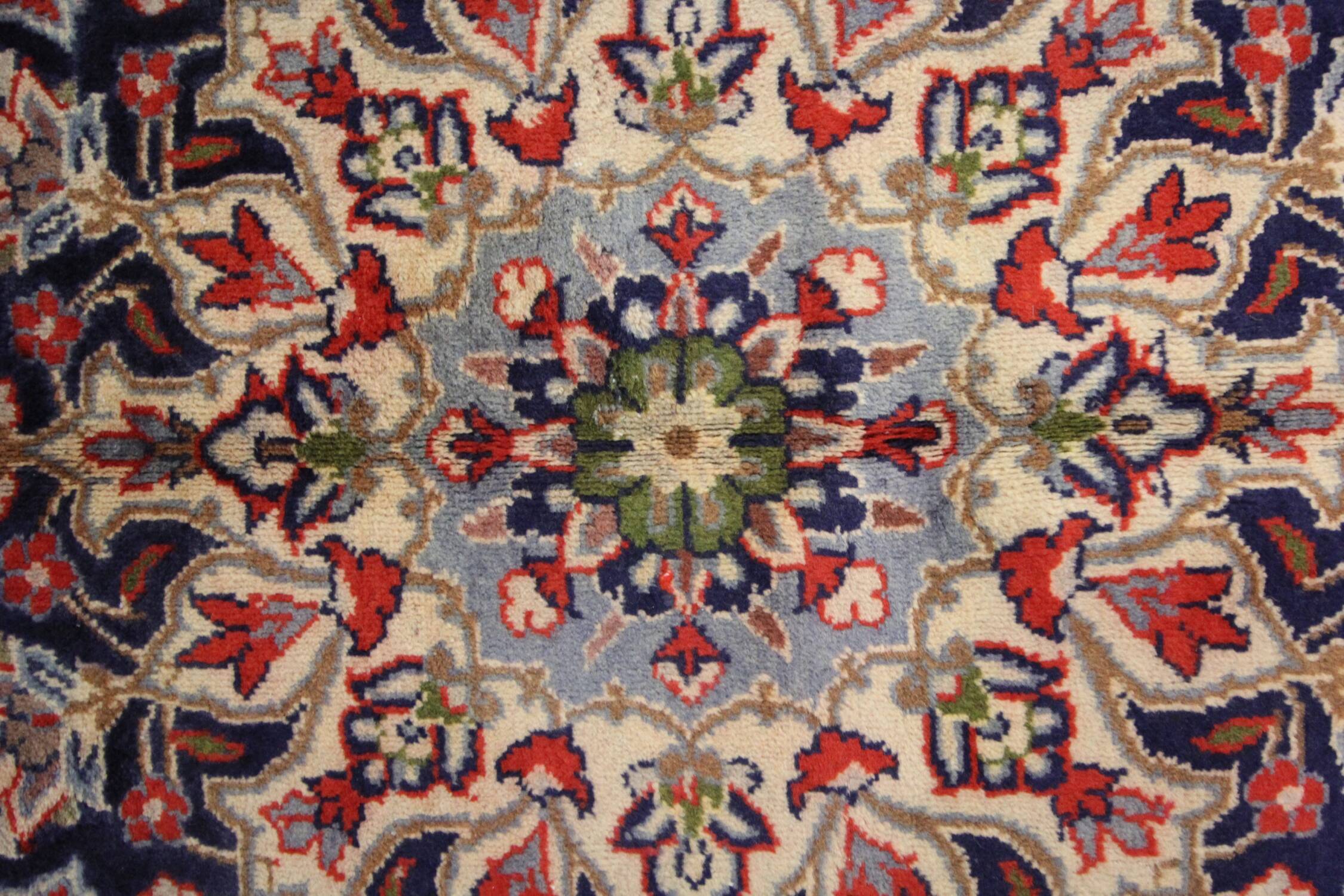 Tapis persan vintage tissé à la main en laine rouge kashan tapis de salon - 209x242cm