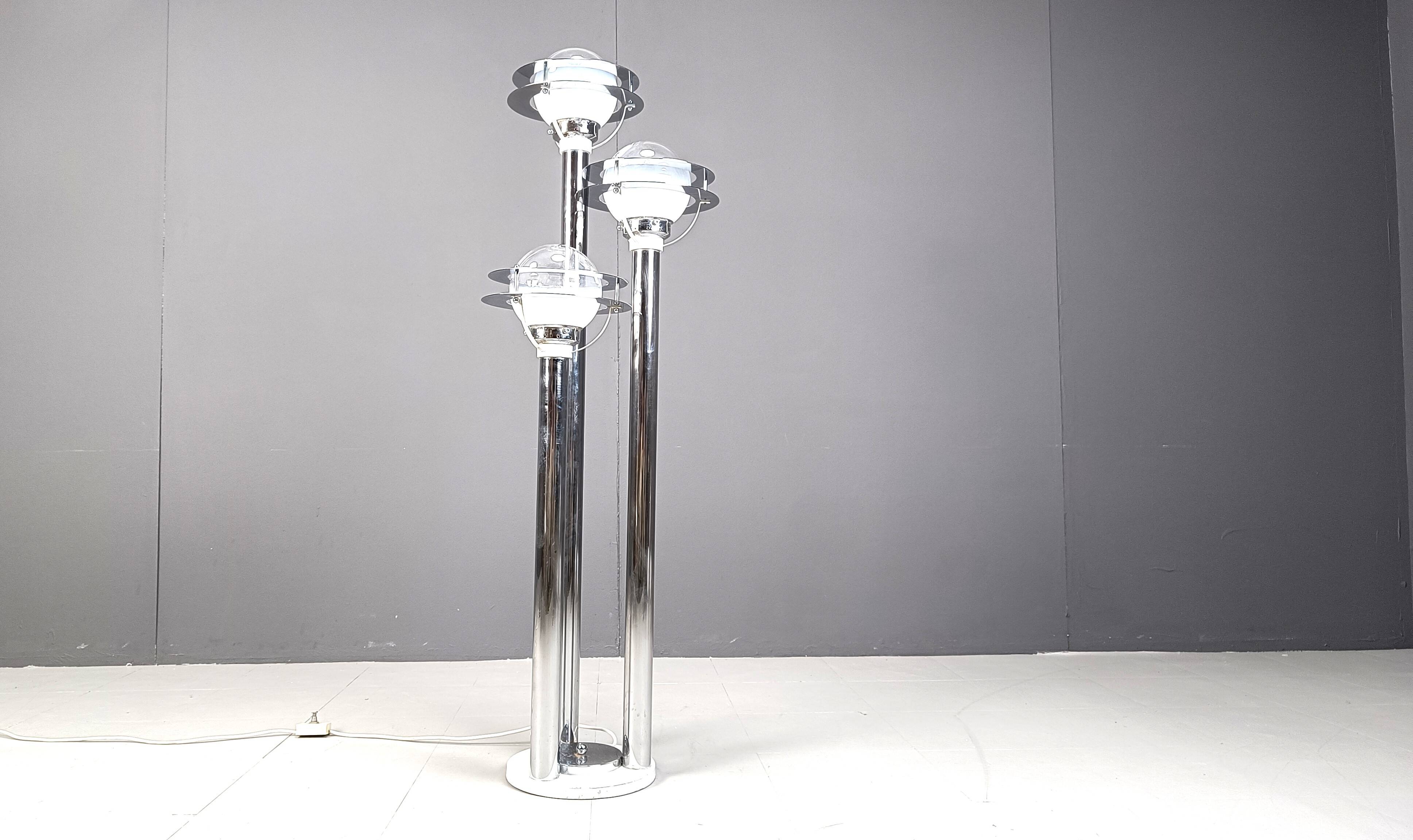 Space age chromed and glass floor lamp, 1970s