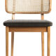 Lot de 6 chaises cannage bois clair tissu caviar