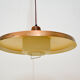 Copper milk glass & teak hanging lamp Bernt Karlby for Lyfa
