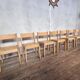 Series of 7 vintage Scandinavian bohemian wooden children's chairs