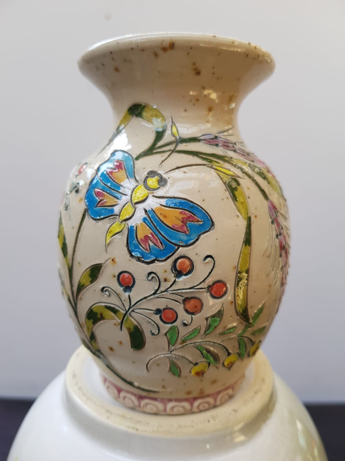 Old Vase Sandstone Alsace GRAESSEL Beige Décor Chisled Made In FRANCE Vintage