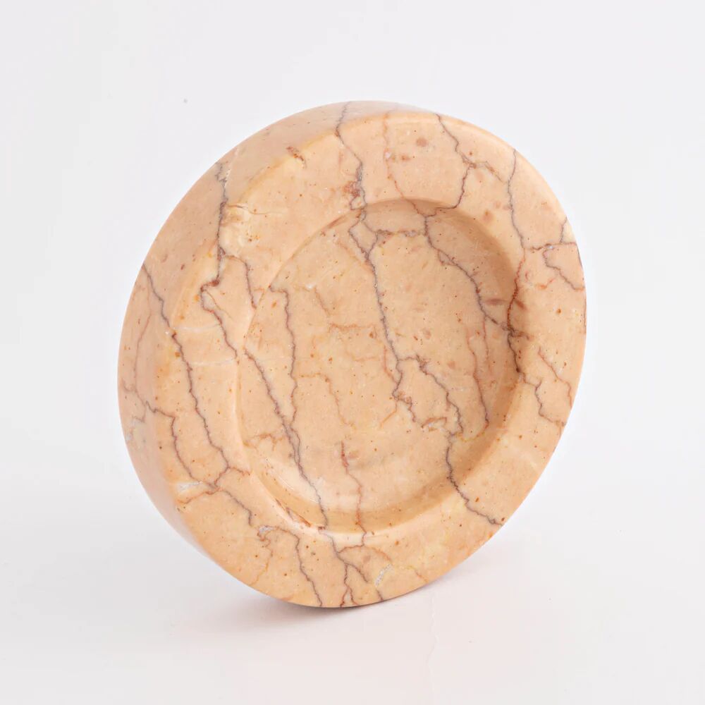 Assiette à bijoux en marbre rose dans le style de Sergio Asti.