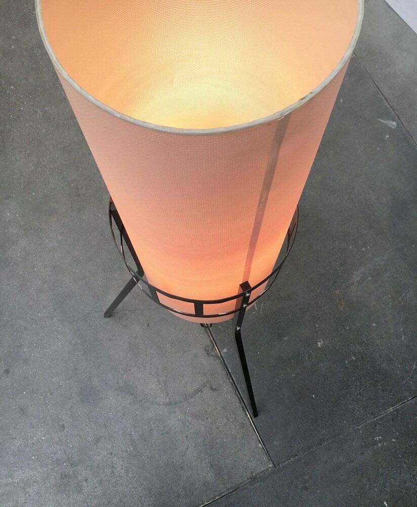 Mid-century tripod rocket floor lamp from the GDR of East Germany by Leuchtenbau Saller, 1960s.