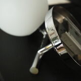 Pair of sconces with an opaline globe and chrome structure from the 1970s