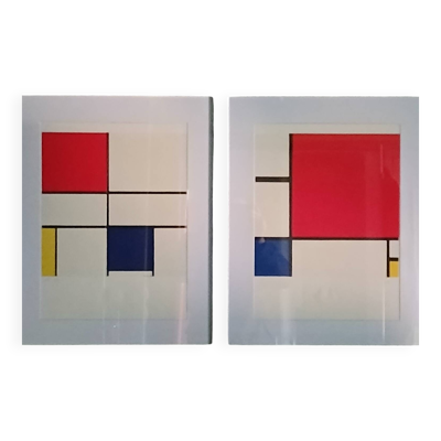Paire lithographies Piet MONDRIAN  modèles à 250 exemplaires