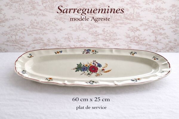 Plat de service ancien Sarreguemines modèle Agreste – vers 1900