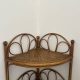 Corner bedside tables in rattan