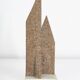 Bruno Gambone signed stoneware sculpture, geometric shape, terracotta finish, 1990