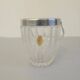Small transparent crystal ice bucket Demeyere with stainless steel handle.