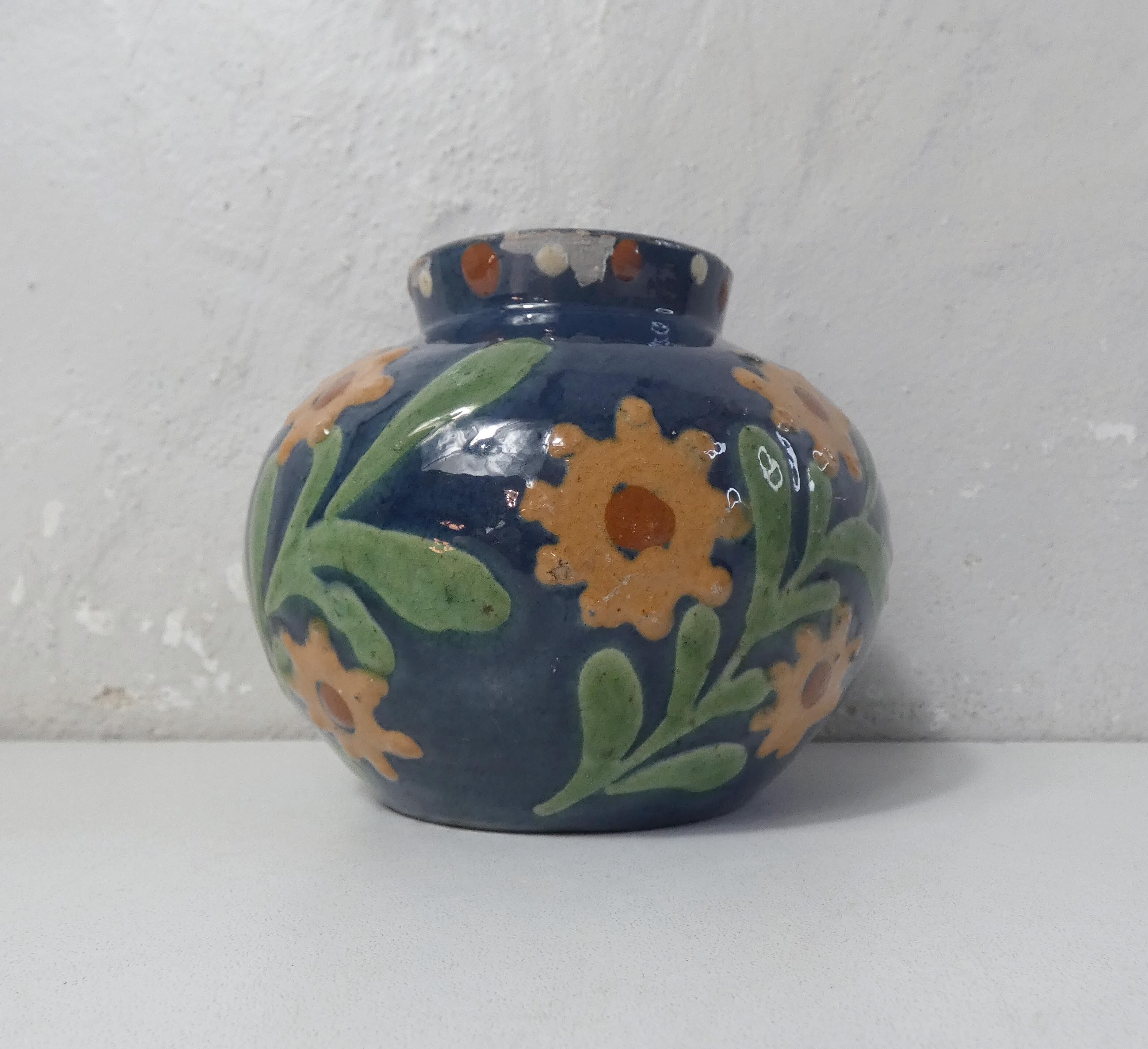 Old glazed ceramic vase elchinger style