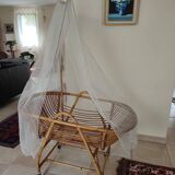 Magnificent vintage rattan cradle