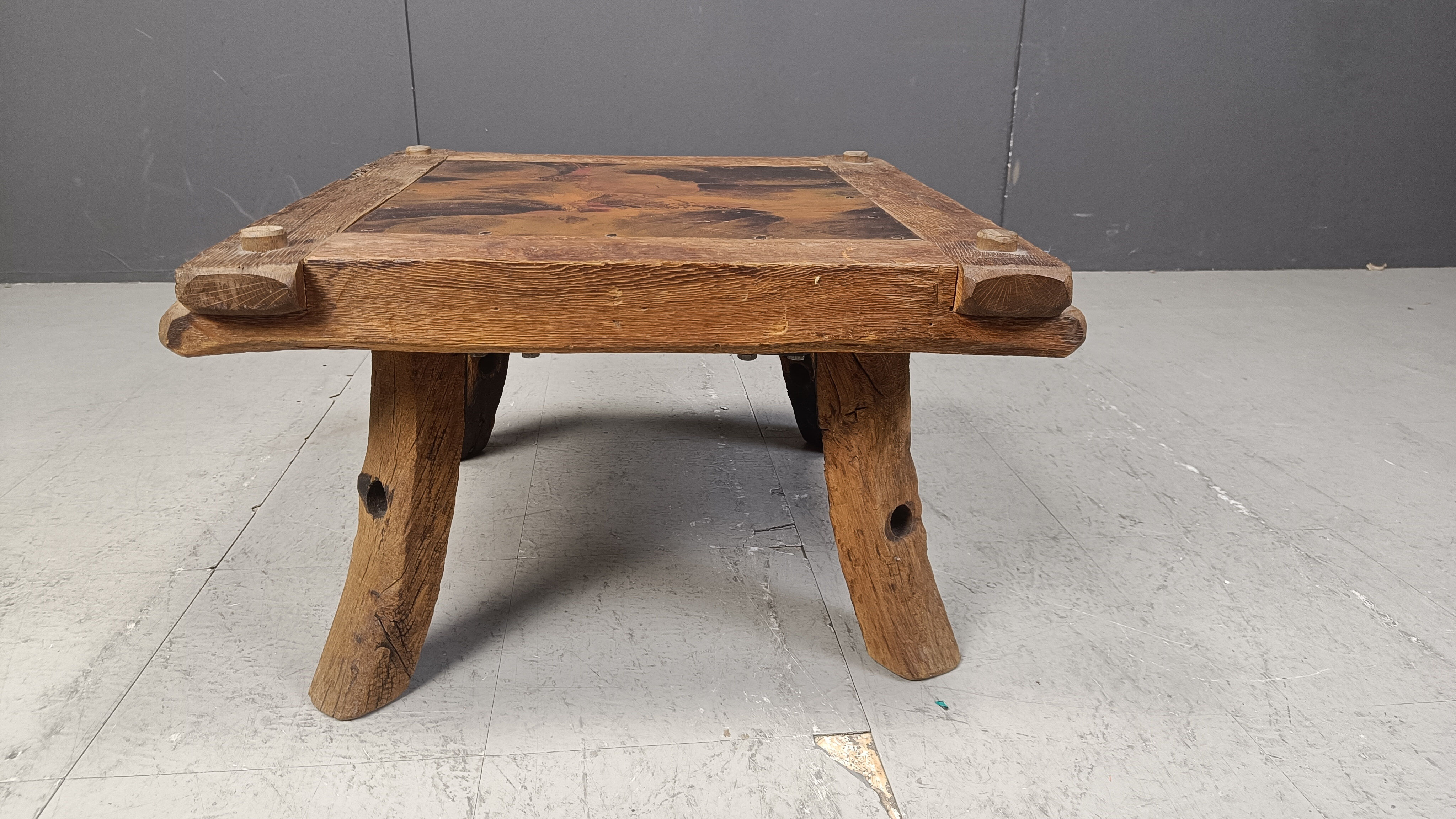 Vintage copper plated brutalist coffee table, 1970s