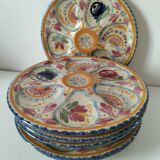 6 oyster plates Henriot Quimper decor 137 hand-painted