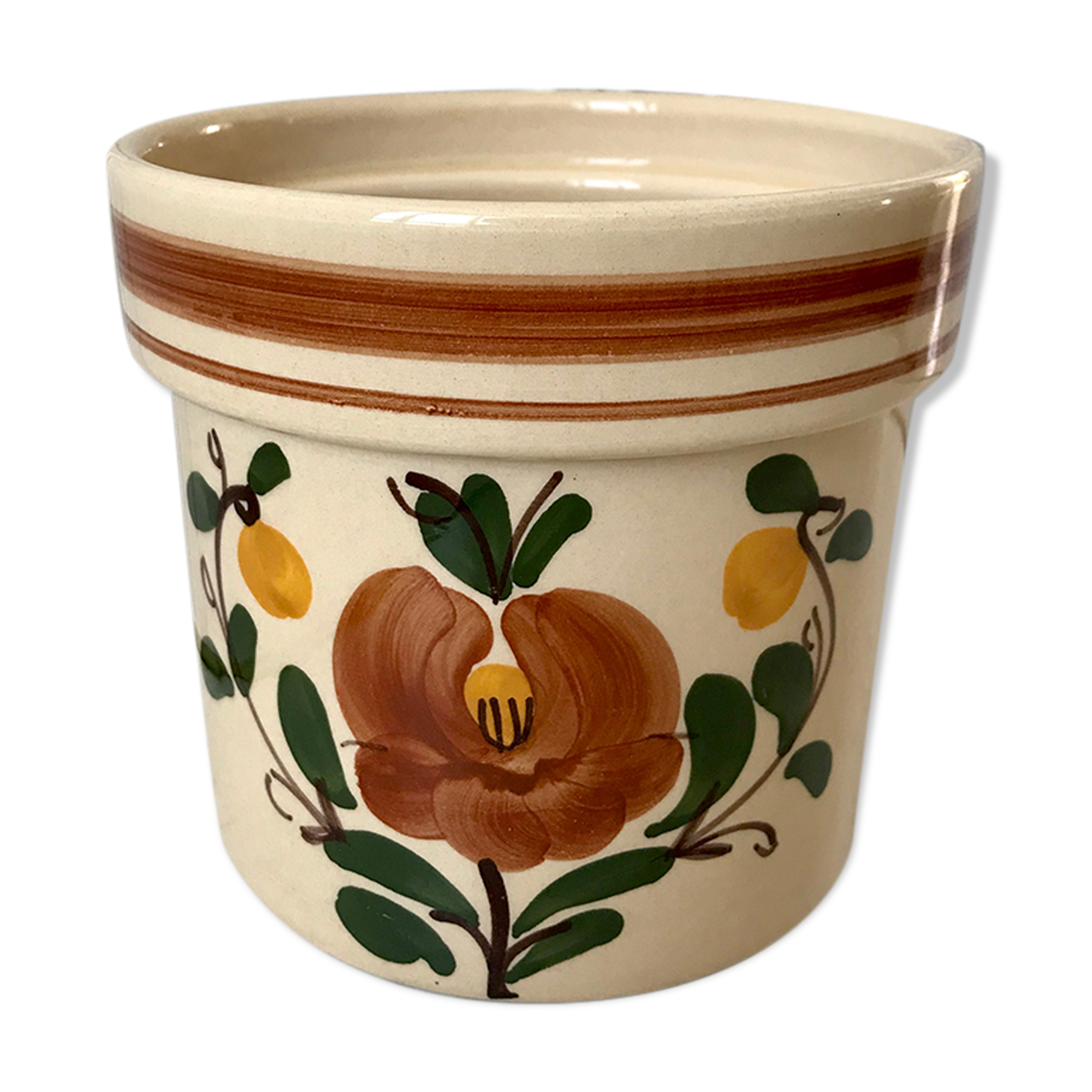 Ceramic pot cover signed 60s