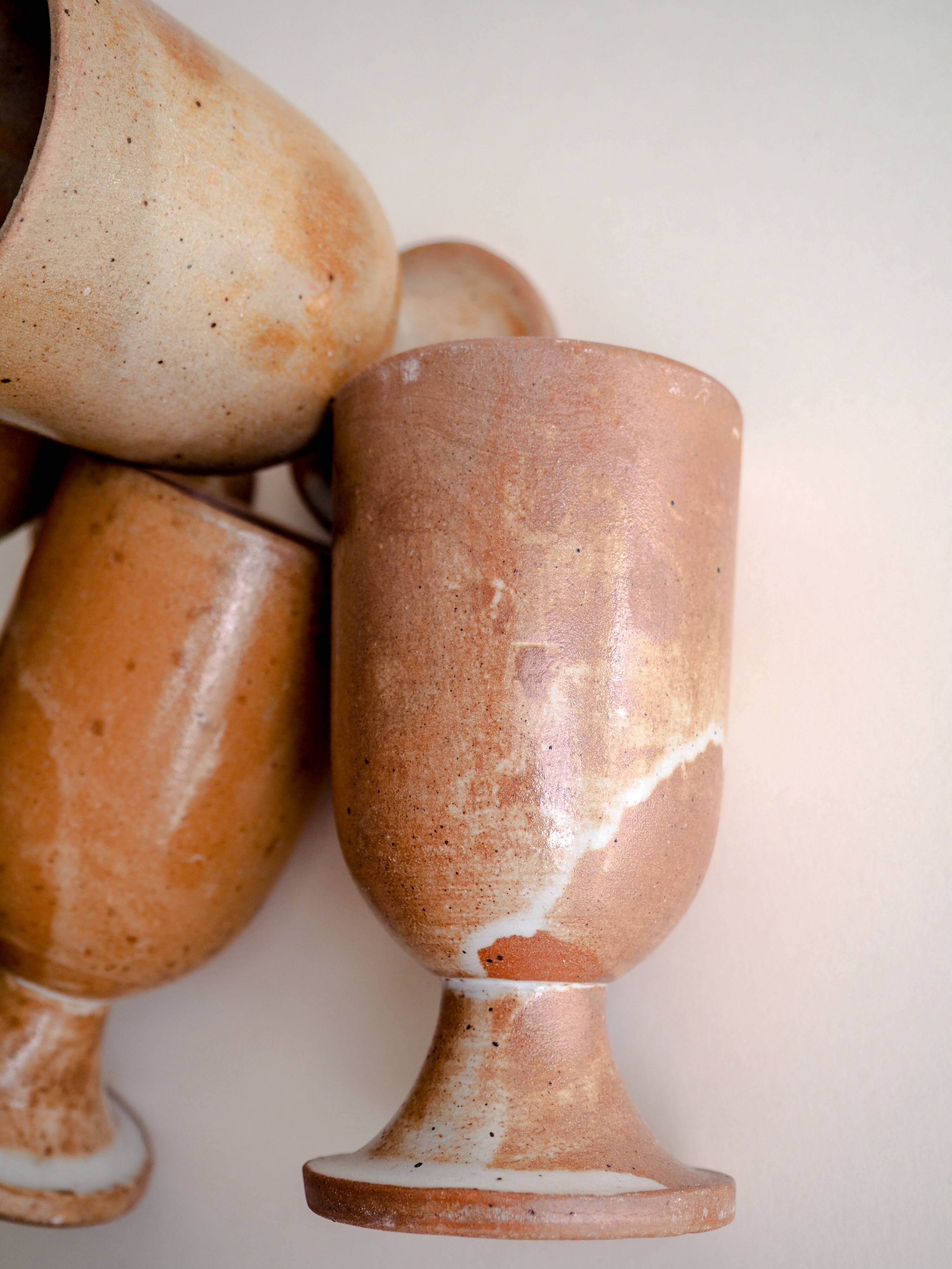 Set of 4 Mazagran stoneware mugs