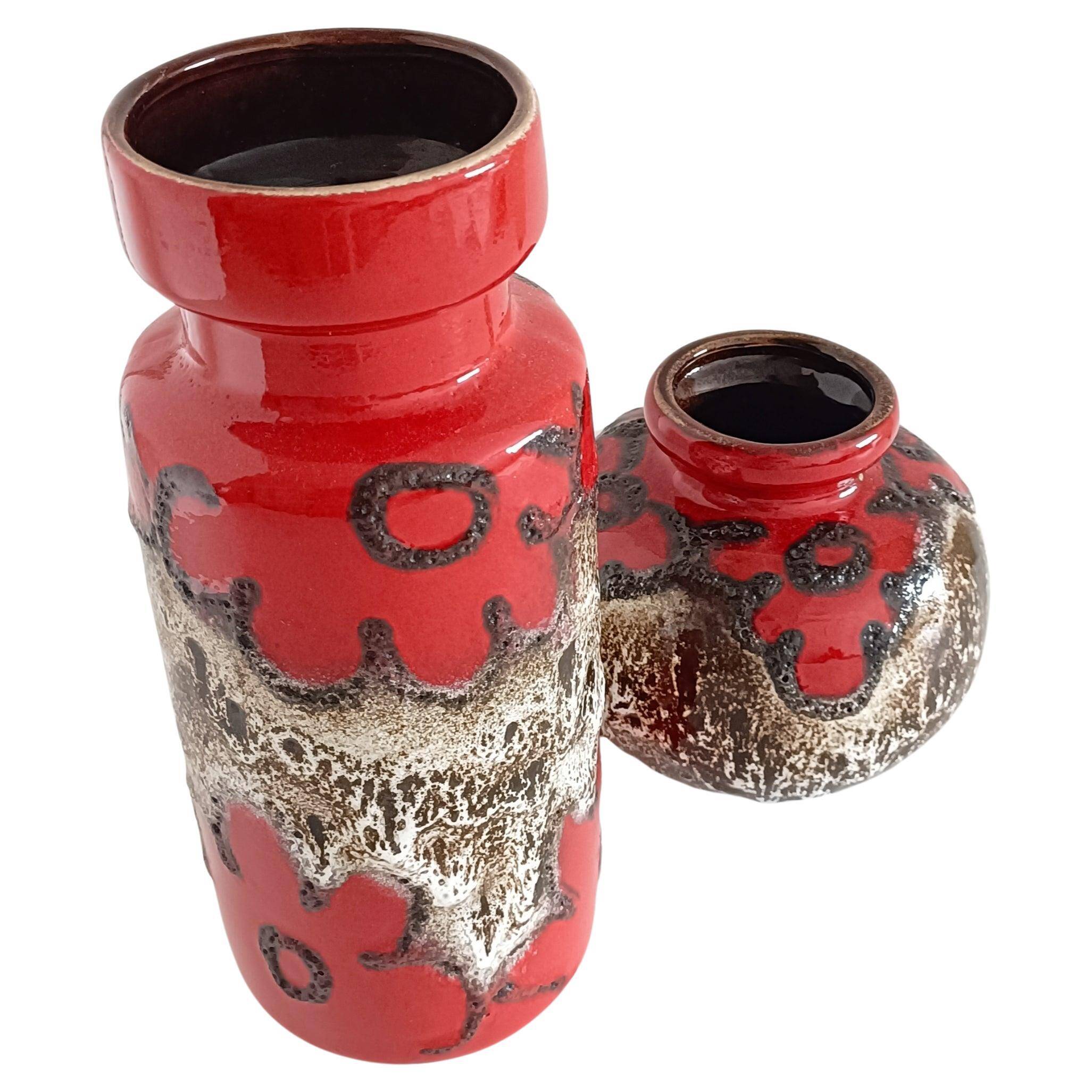 Vases en céramique Scheurich de style mid-century modern, Allemagne de l'Ouest, années 1960.