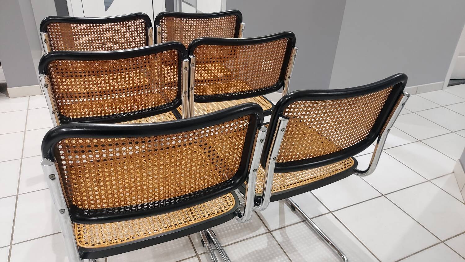 Suite de 6 chaises modèle Cesca B32 par Marcel Breuer vintage 1993