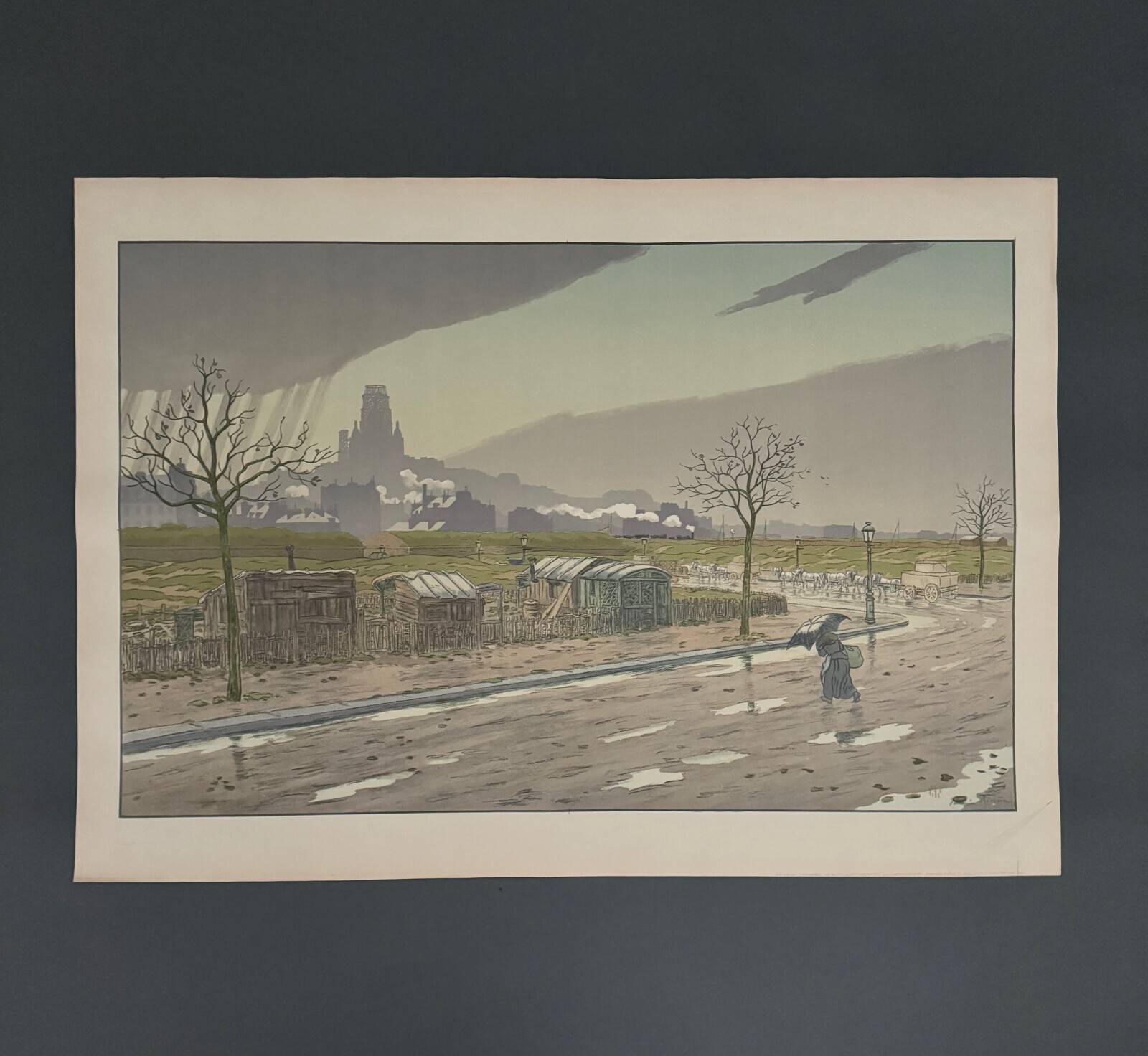 Lithograph by Henri Rivière The Butte Montmartre viewed from the Fortifications