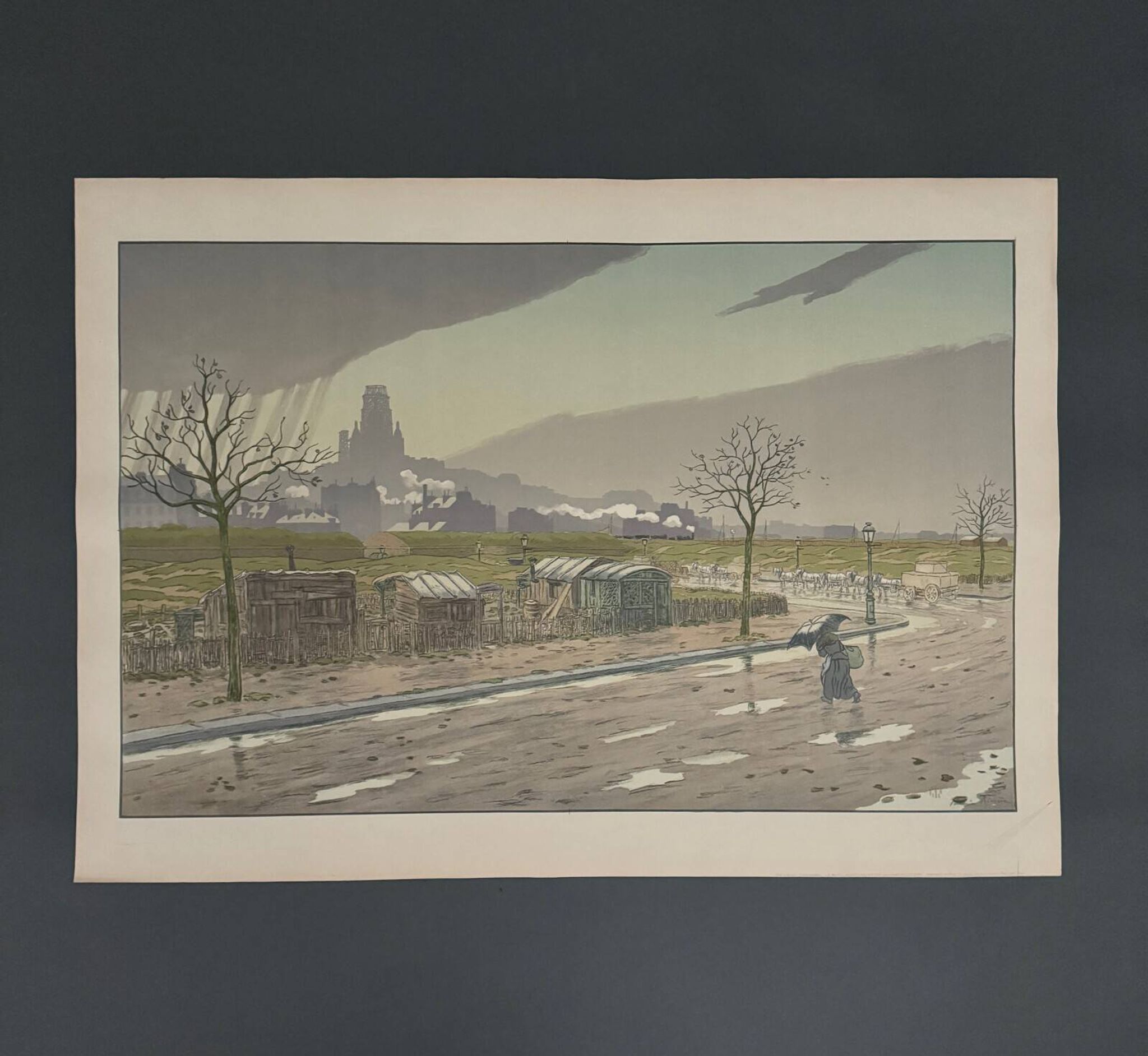 Lithograph by Henri Rivière The Butte Montmartre viewed from the Fortifications
