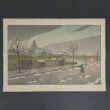 Lithograph by Henri Rivière The Butte Montmartre viewed from the Fortifications