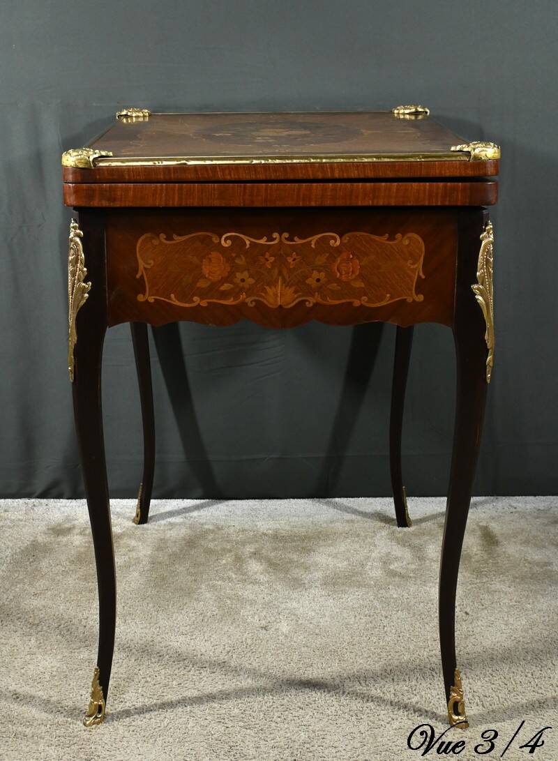 Mahogany Games Table, Louis XV/Louis XVI Transition Style – Late 19th Century