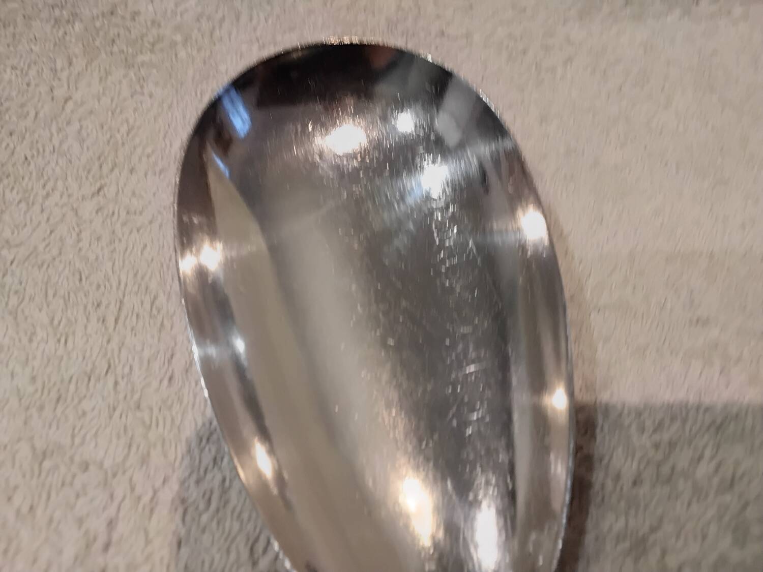 Silver-plated rice serving scoop by Christofle, "Pearls" pattern