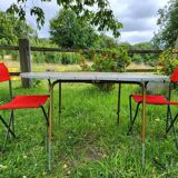 Vintage 1970s camping table and duo folding chairs set