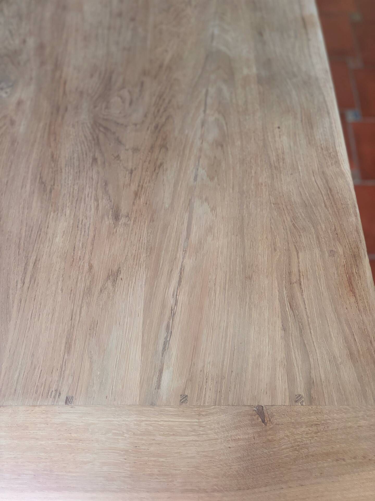 Large Restored Solid Oak Dining Table – Whitewashed Finish