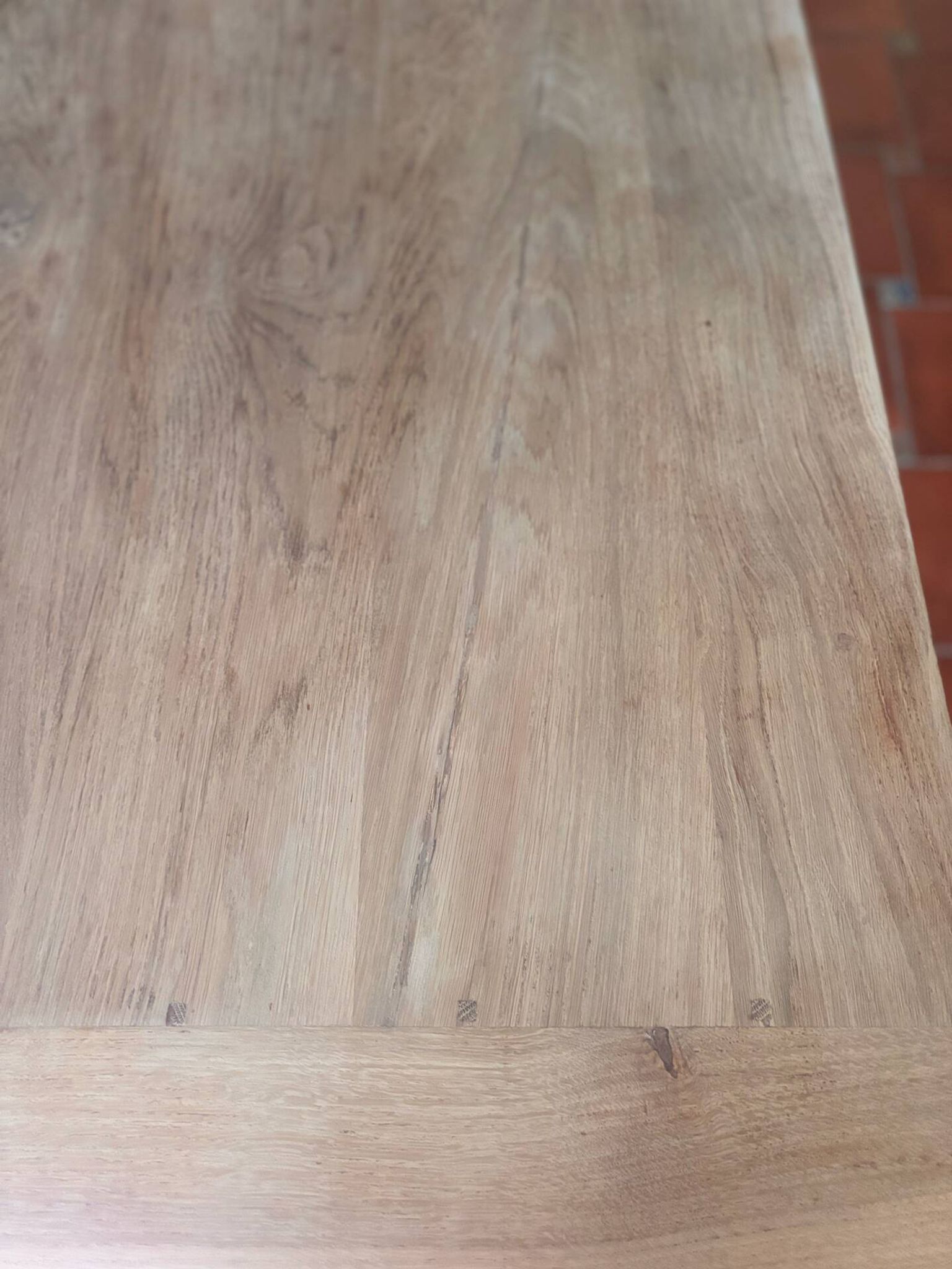 Large Restored Solid Oak Dining Table – Whitewashed Finish