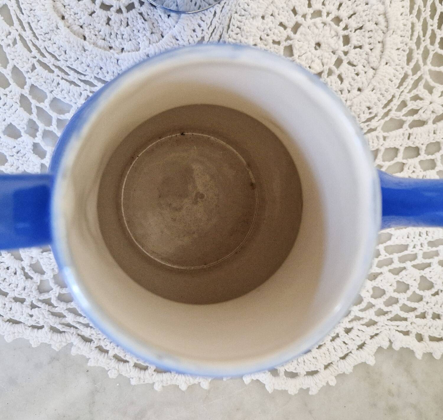 Small vintage cobalt blue ceramic teapot
