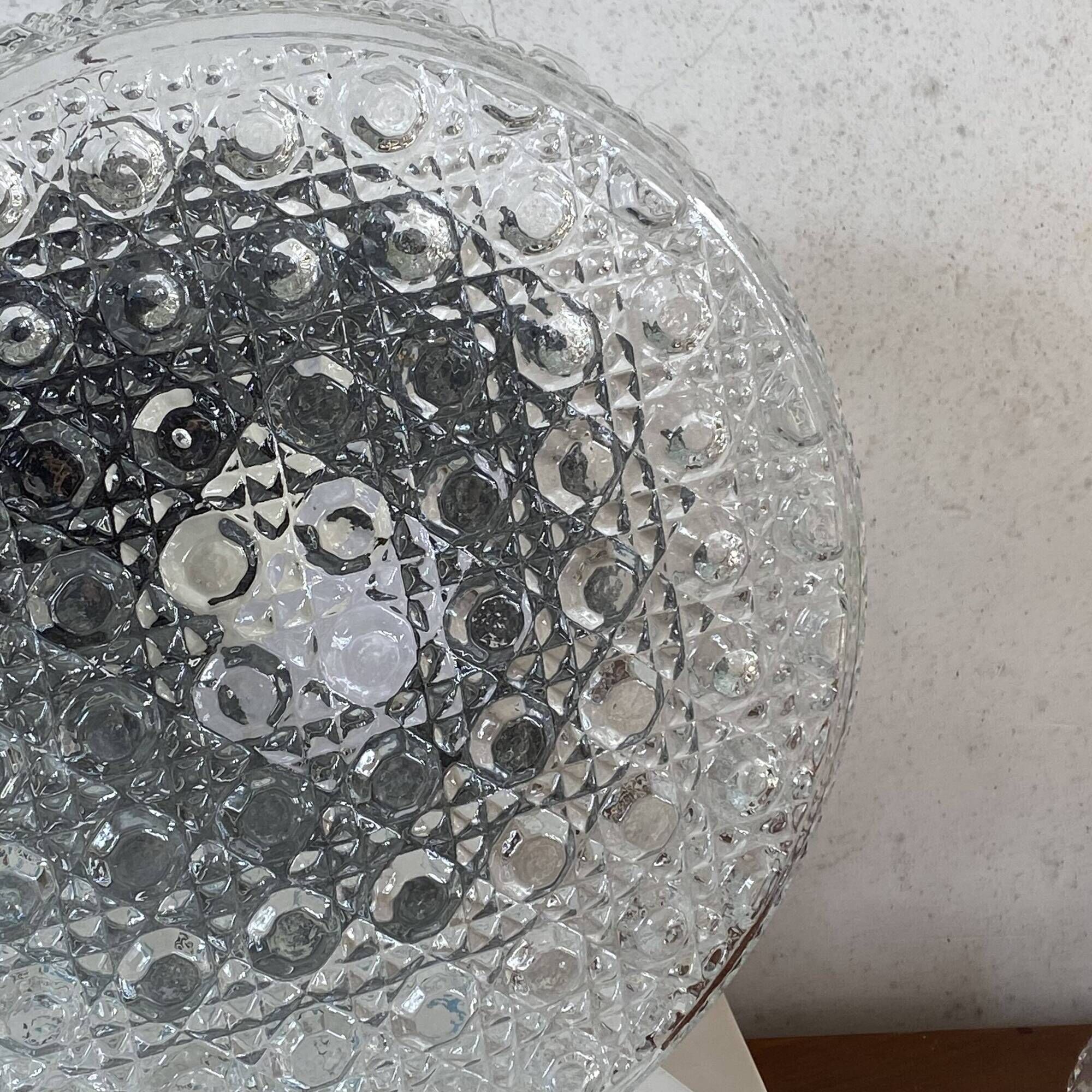 Large round wall light or ceiling light with transparent glass, 25 cm.