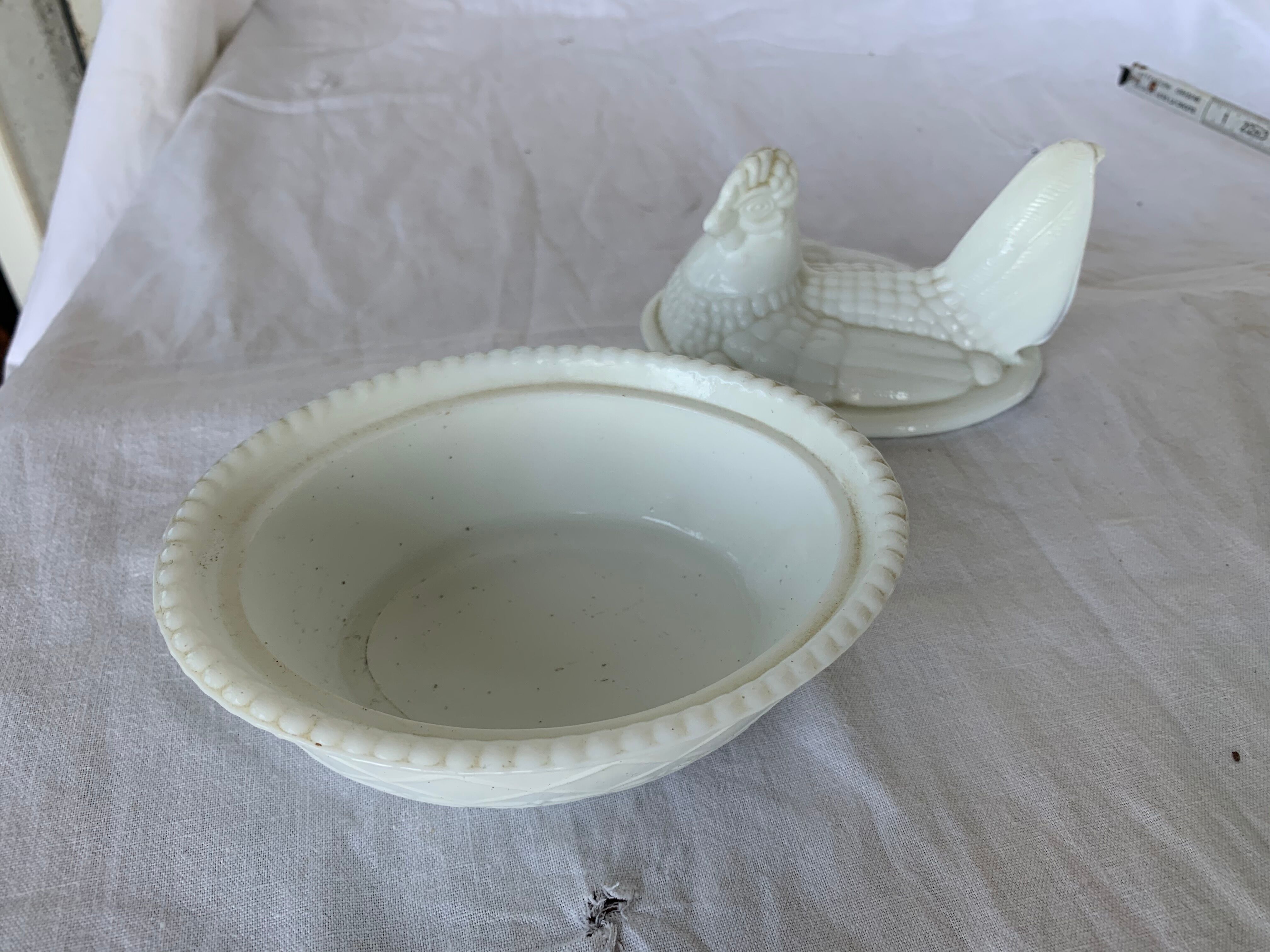 Terrine hen in white ceramic