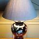 Japanese-style lamp in black ceramic & wood with organic 80's decor