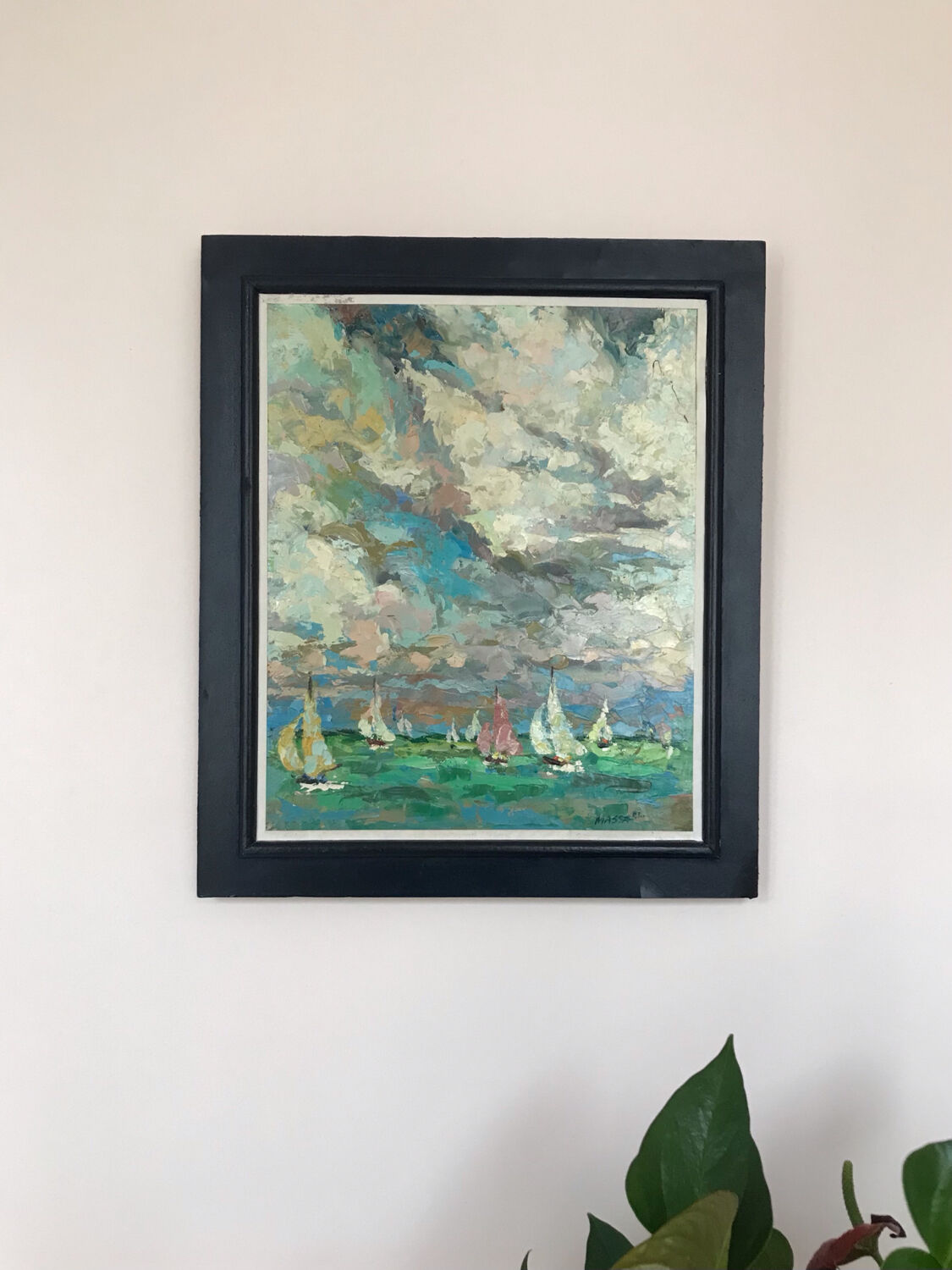 French school of the 20th century. The regattas. Oil on cardboard.