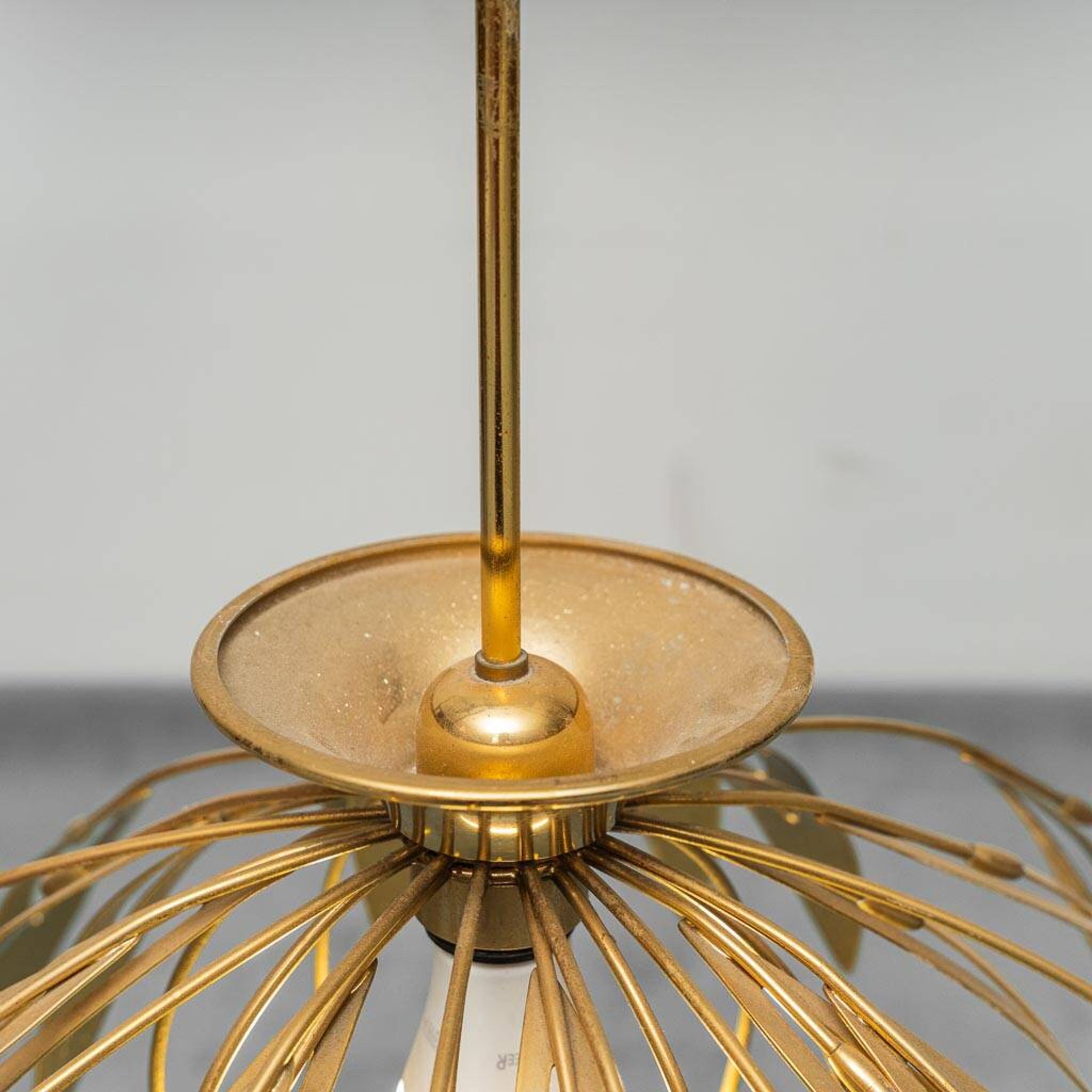 Lampadario en laiton en forme de fleur des années 70 vintage modernariato
