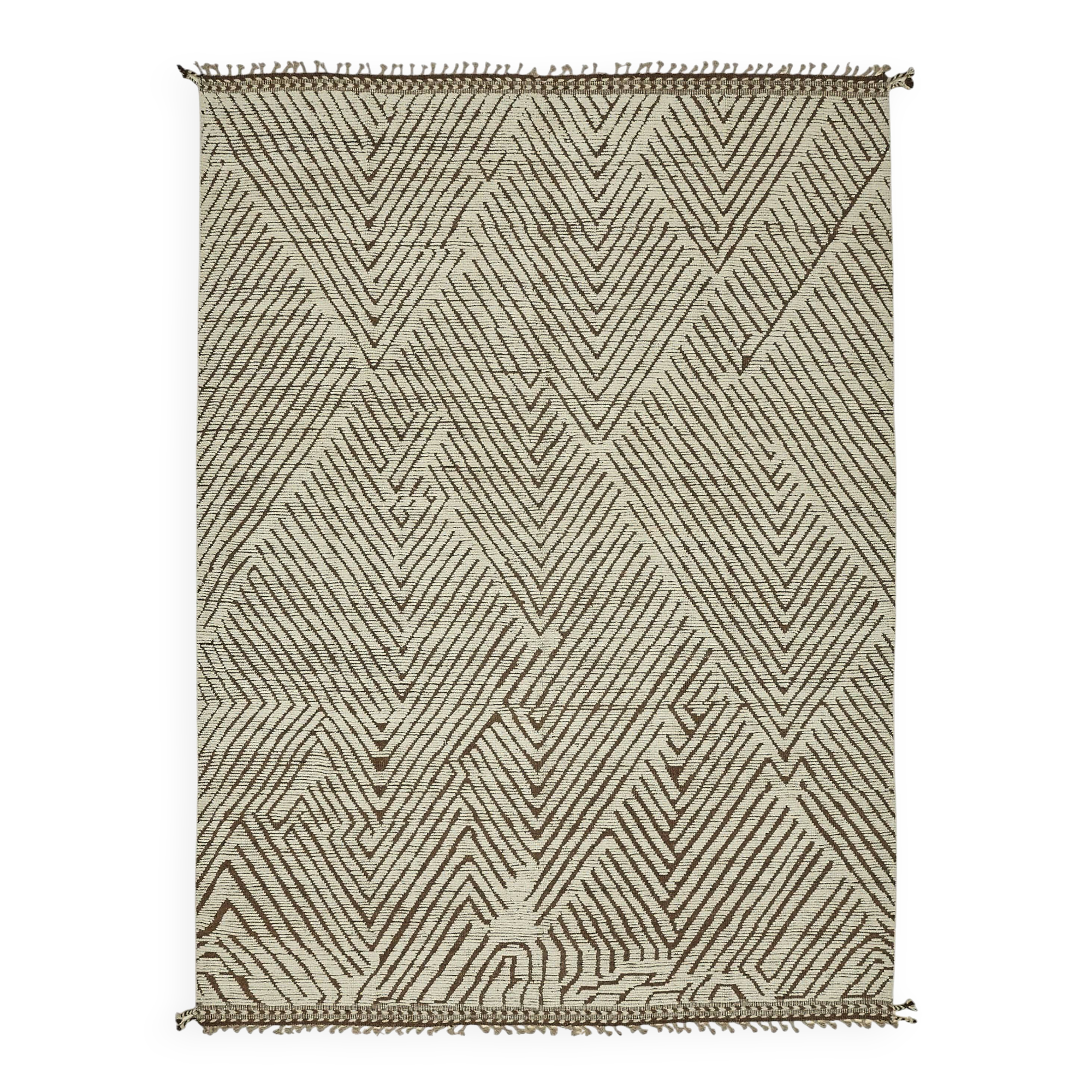 Handwoven Tribal One of a Kind 272 cm x 375 cm Beige Wool Carpet