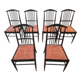 The Modernity, set of six chairs, model Charlotte, black lacquered wood.